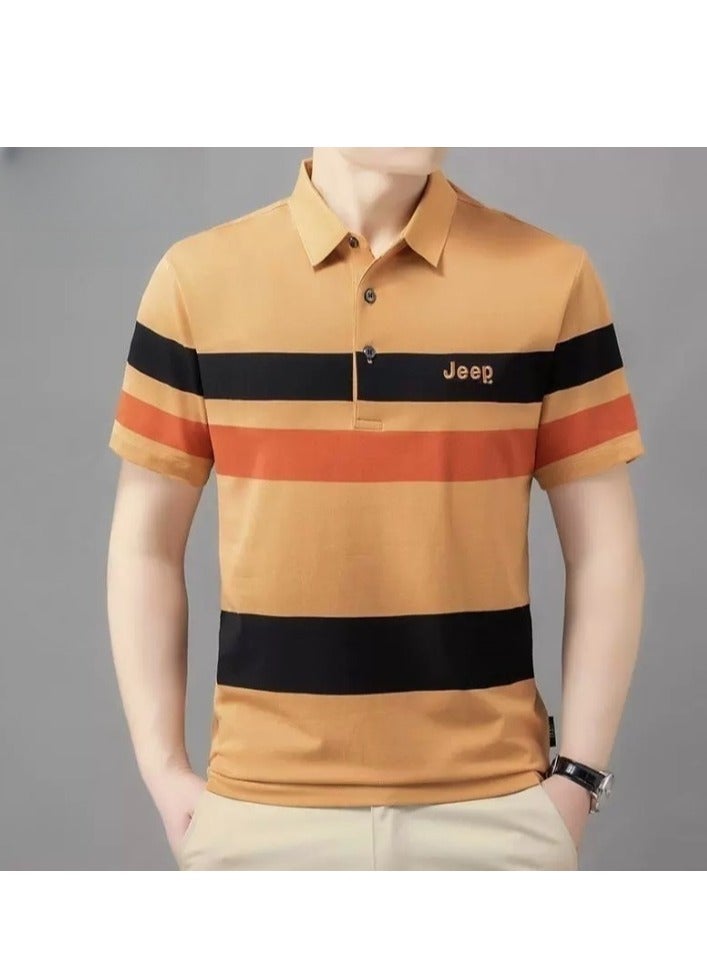 Jeep Striped Slim Fit Lapel Fashion POLO Shirt  - Image 3