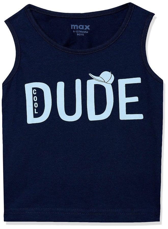 Max تي شيرت عادي للصبيان من ماكس (M22BBT02_كحلي 6 أشهر-12 شهر) - Image 1