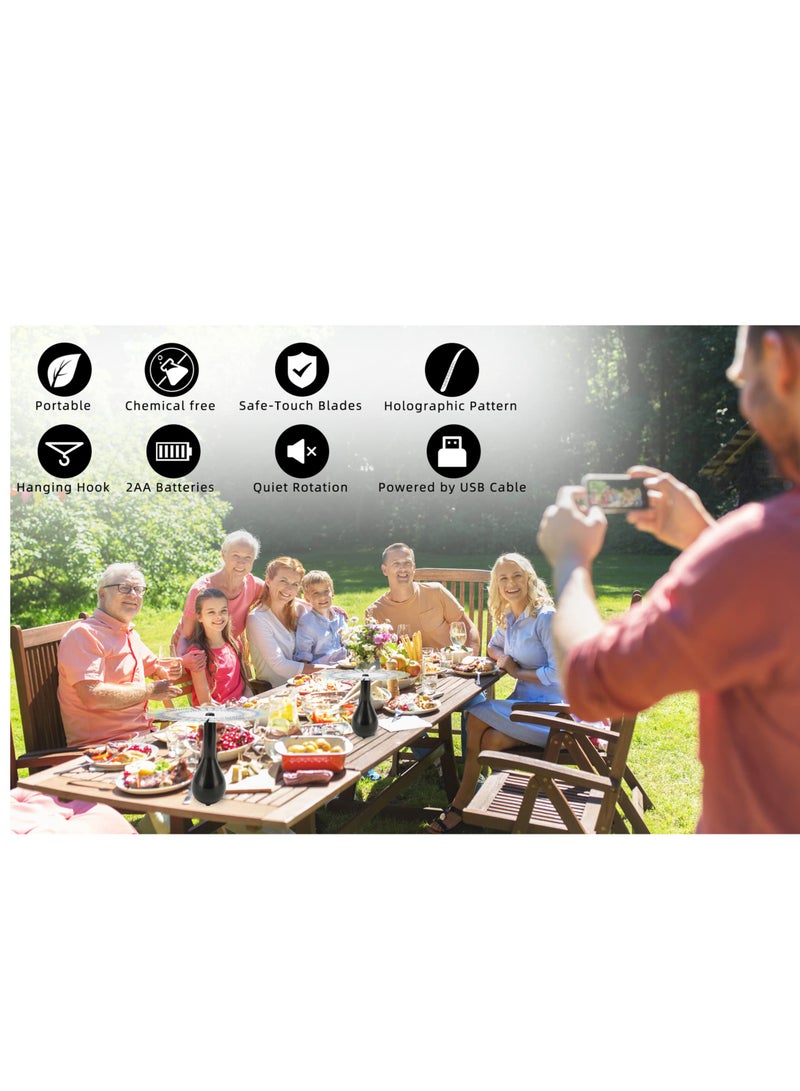 SOLARAE Fly Fans for Tables for BBQ, Picnic, Pool Parties, Outdoor Dinner, Fly Repellent, Bug Fan, Mosquito Fan, Insect Away Portable Food Spinner to Keep Food Clean, USB or Batteries Powered - Image 3