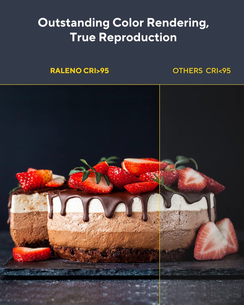 RALENO Led Video Light, 19.5W Soft Panel Light for Video Recording with 8000mAh Lithium Battery, 3200-5600K CRI95+ Camera Light for Photography Studio Live Streaming YouTube White - Image 3