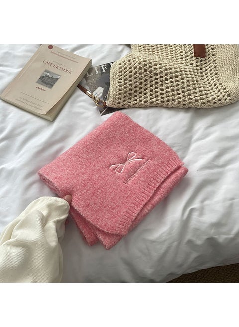 Original Design mi Style Ballerina Bow Embroidered Scarf Pink