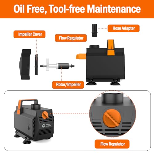 AquaMiracle أكواميراكيل 1200GPH مضخات مياه الأكواريوم (4500L/H، 70W) مضخة نافورة مضخة بركة مضخة مياه غاطسة مع تحكم في التدفق للنافورة، الشلال، التماثيل، الترشيح، ميزة المياه، الزراعة المائية - Image 5