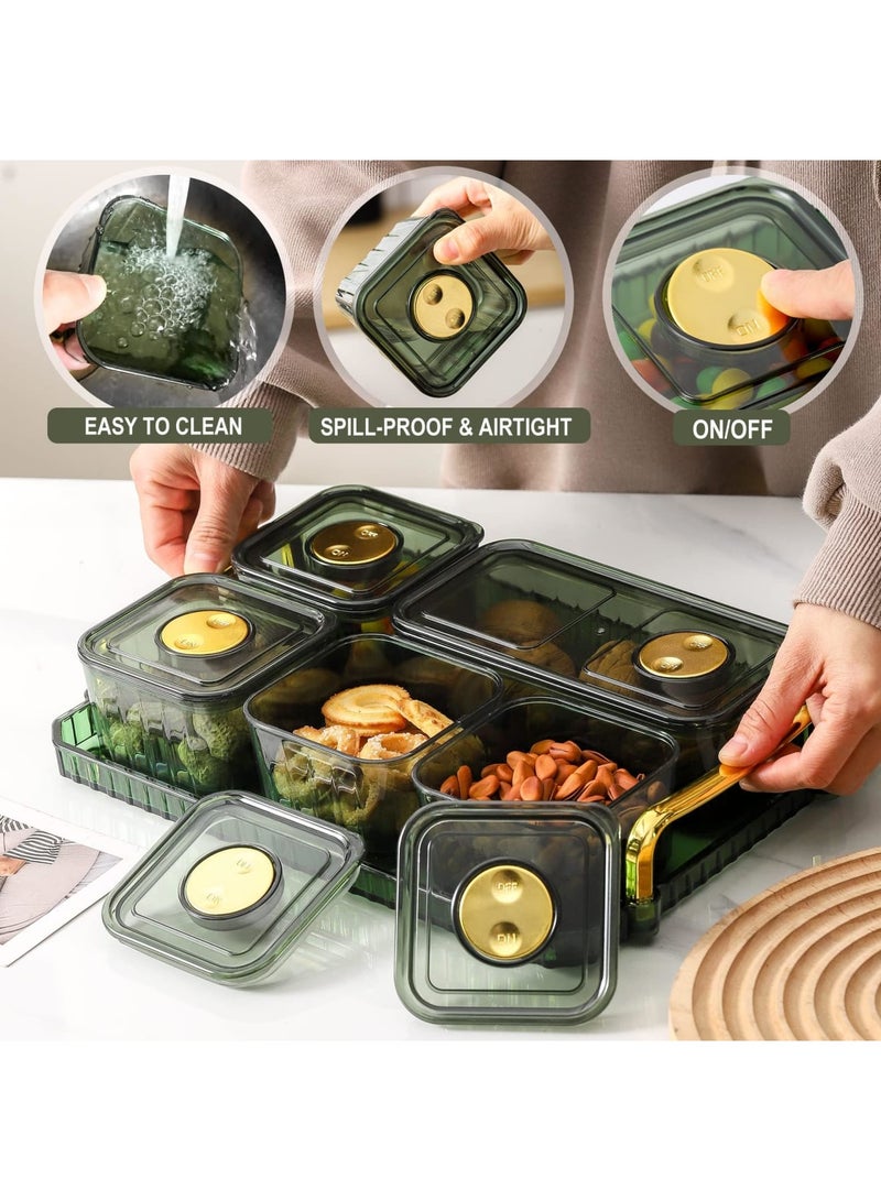 Barakah Candy Food Storage Containers with Lids Airtight, Split Sealed Snack Box, Covered Dried Fruit Tray, 5 Removable Snack Boxes for Nuts, Popcorn, Dried Fruit, Cooked Food, Bpa-Free (12 Inches) - Image 5