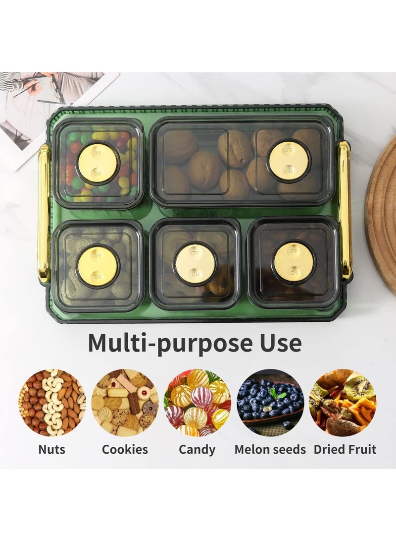 Barakah Candy Food Storage Containers with Lids Airtight, Split Sealed Snack Box, Covered Dried Fruit Tray, 5 Removable Snack Boxes for Nuts, Popcorn, Dried Fruit, Cooked Food, Bpa-Free (12 Inches) - Image 2