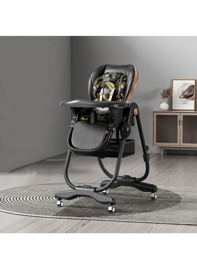 POPYBABA Comfortable Baby High Chair, baby Feeding chair Kids Foldable with Five-point seat belt code (A600) black  - Image 4
