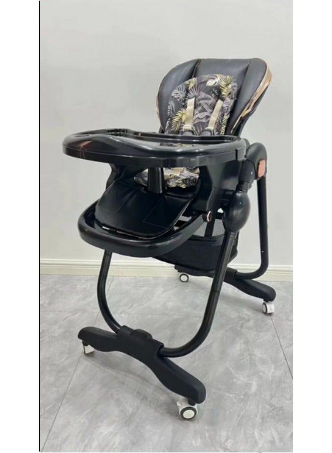 POPYBABA Comfortable Baby High Chair, baby Feeding chair Kids Foldable with Five-point seat belt code (A600) black  - Image 3
