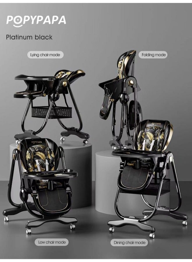POPYBABA Comfortable Baby High Chair, baby Feeding chair Kids Foldable with Five-point seat belt code (A600) black  - Image 2