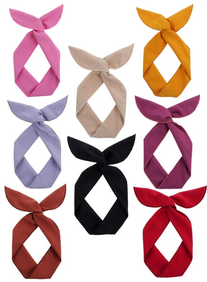 ONEYE Solid Wire Headbands for Women Twist Bow Hairbands Fashion Bunny Ears Headwraps Hair Accessories for Workout Yoga Running Soccer Sports Pack of 8 - Image 1