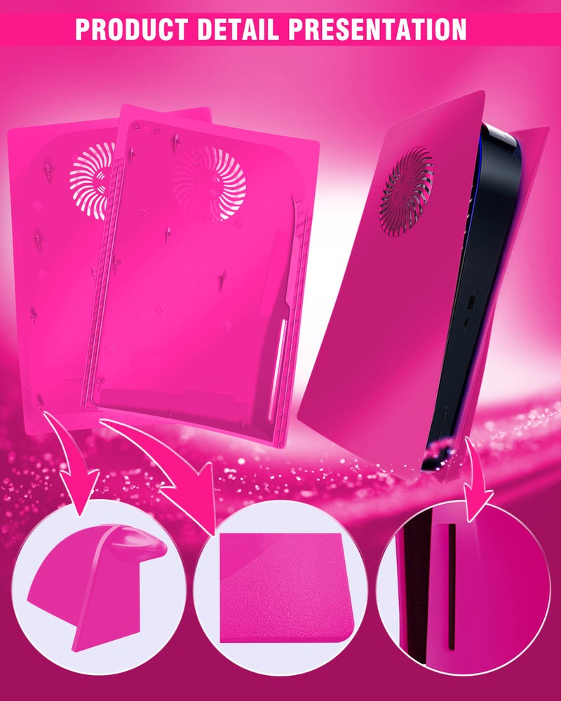 Joso غطاء وجه جوسو لإصدار قرص PS5، غلاف مضاد للخدوش ومقاوم للغبار، بديل لحالة PS5 (CD-ROM) مع فتحة تبريد، ألواح لملحقات PS5، تركيب سهل - وردي مع فتحة تهوية - Image 4