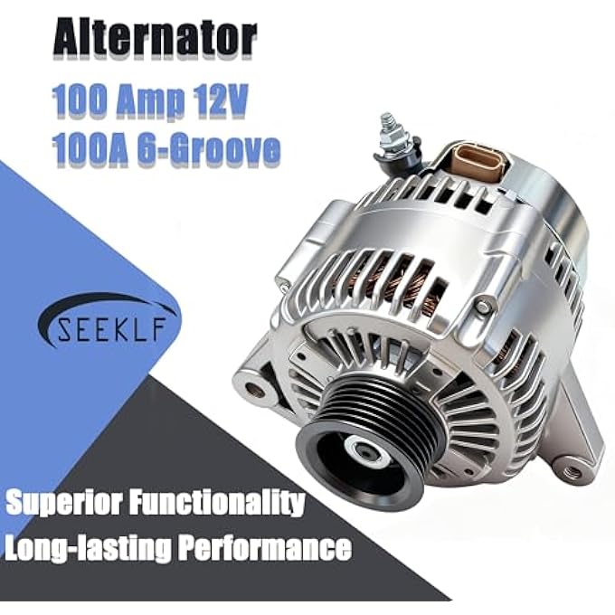 Seeklf 13956 Alternator 100A 12V 6-Groove Pulley Compatible with Toyota Camry 2002 2003, for Lexus ES300 2002 2003 3.0L Clockwise 1012117450 270600A070 13956N - Image 2