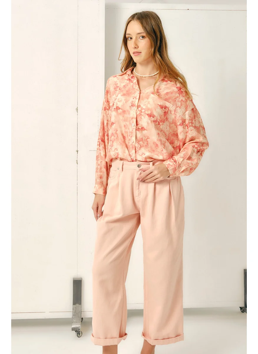 فيرجيو Virgio Women Viscose Shirt Collar Regular Length Floral Regular Sleeves Top