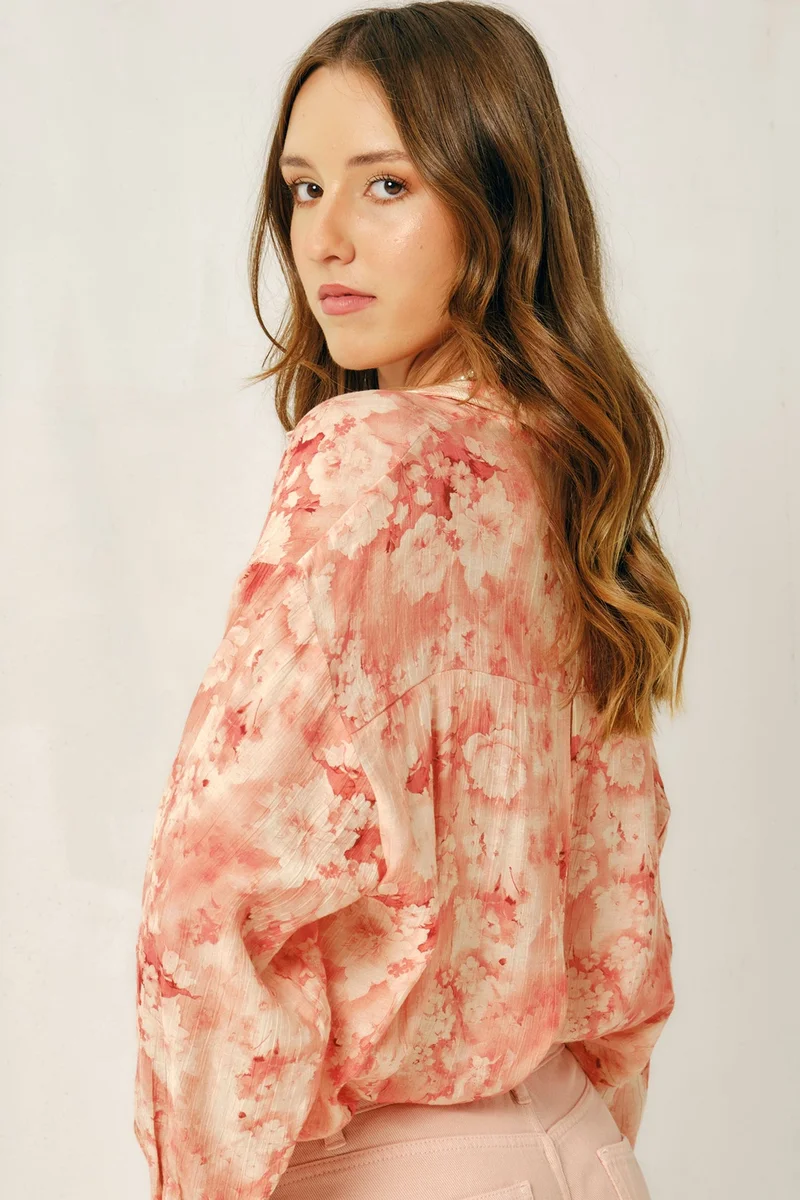 Virgio  Virgio Women Viscose Shirt Collar Regular Length Floral Regular Sleeves Top for Women | Best Price UAE