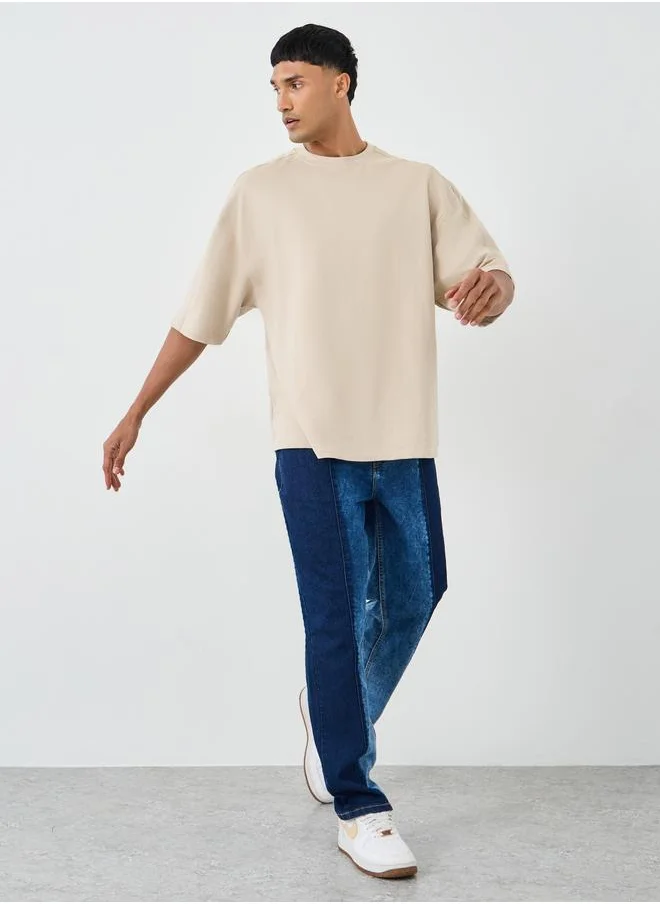 Styli Styli Color Block Mid Rise Relaxed Fit Jeans