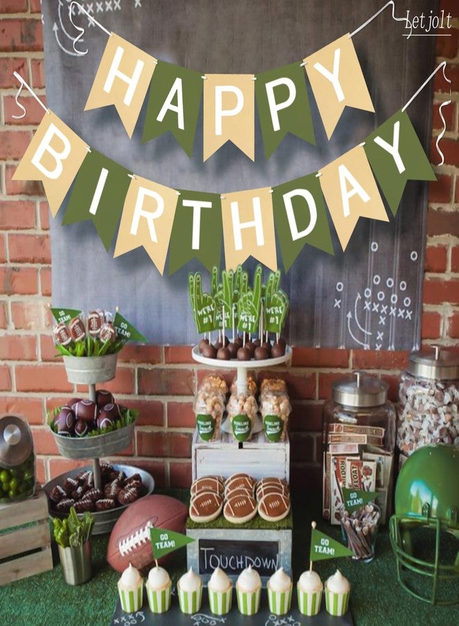 Letjolt Brown Green Happy Birthday Banner Theme Birthday Party Bunting Supplies Signs - Image 2