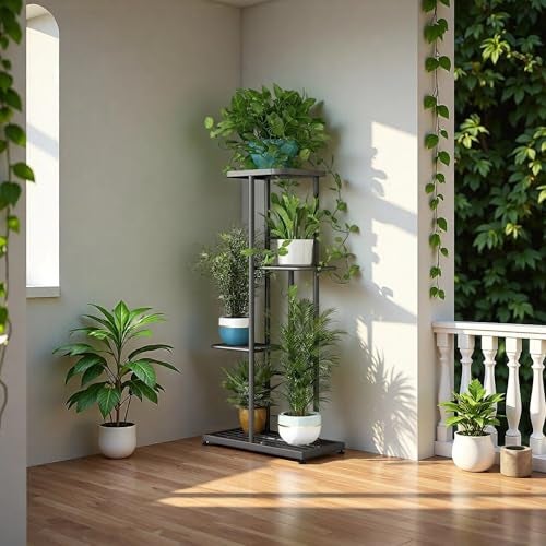LINZINAR Plant Stand Indoor Outdoor Corner 4 Tier Metal Plant Shelf Patio Plant Rack for Garden Corner Balcony Living Room - Image 4