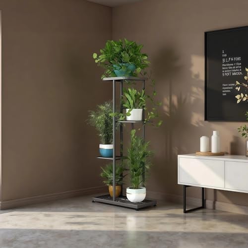 LINZINAR Plant Stand Indoor Outdoor Corner 4 Tier Metal Plant Shelf Patio Plant Rack for Garden Corner Balcony Living Room - Image 5