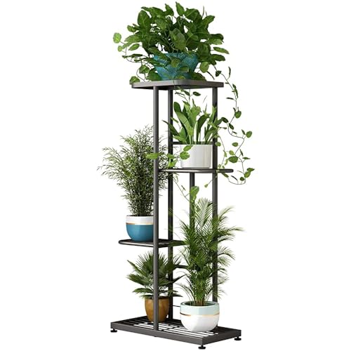 LINZINAR Plant Stand Indoor Outdoor Corner 4 Tier Metal Plant Shelf Patio Plant Rack for Garden Corner Balcony Living Room - Image 1
