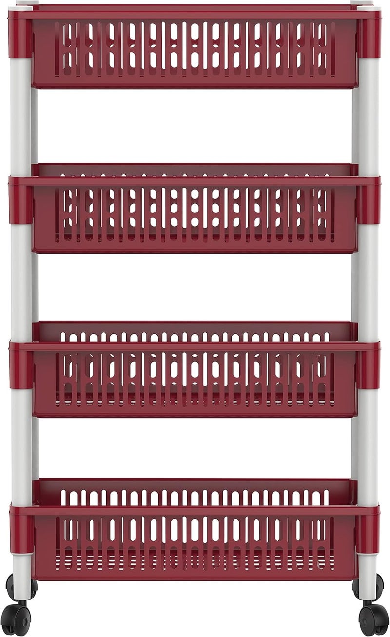 Cosmoplast Multipurpose Plastic Trolley Vegetable Rack 4 Tiers - Image 2