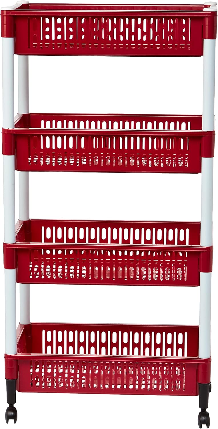 Cosmoplast Multipurpose Plastic Trolley Vegetable Rack 4 Tiers - Image 3