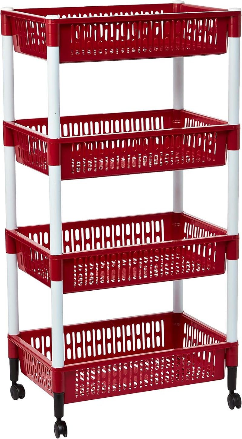 Cosmoplast Multipurpose Plastic Trolley Vegetable Rack 4 Tiers - Image 1