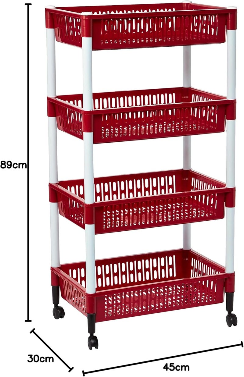 Cosmoplast Multipurpose Plastic Trolley Vegetable Rack 4 Tiers - Image 5