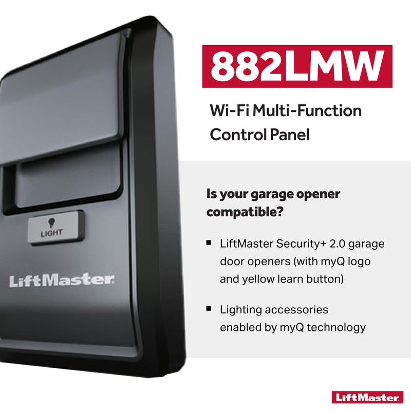 LiftMaster 882LMW - Only Works with Select LiftMaster Security+ 2.0 Garage Door Openers - WiFi Supported Garage Door Control Panel - Wired Connection Required for Power Source - Image 2