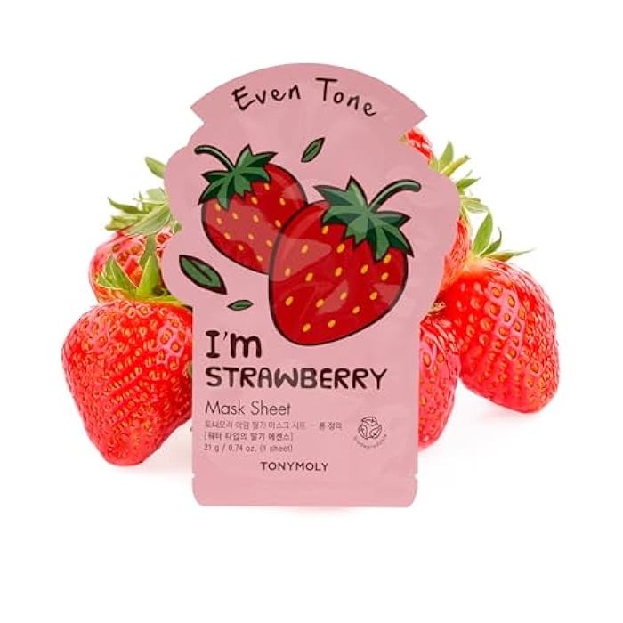 TONYMOLY I’m Strawberry Sheet Mask – Hydrating Korean Face Mask with Strawberry Extract, Vitamin C, Biodegradable Tencel Sheet, Brightening & Moisturizing, 1 Count - Image 1
