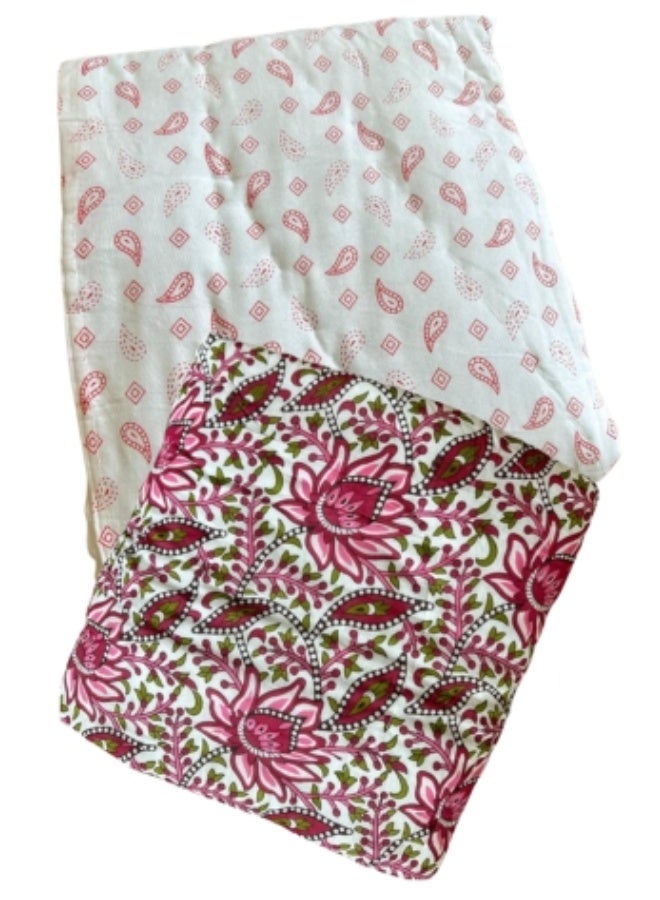 ecotattva Baby Quilt Pink and Multi colored flowers - Image 1