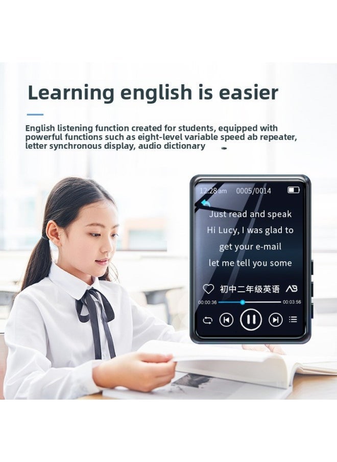 MahdiM20 Full Screen Mp3 Walkman Student Version Bluetooth Alarm Clock Mp4mp5 Small Portable Mp6-Body Color:Black-Memory Capacity:8G + Bluetooth + Distribution Dictionary + External + Alarm - Image 1