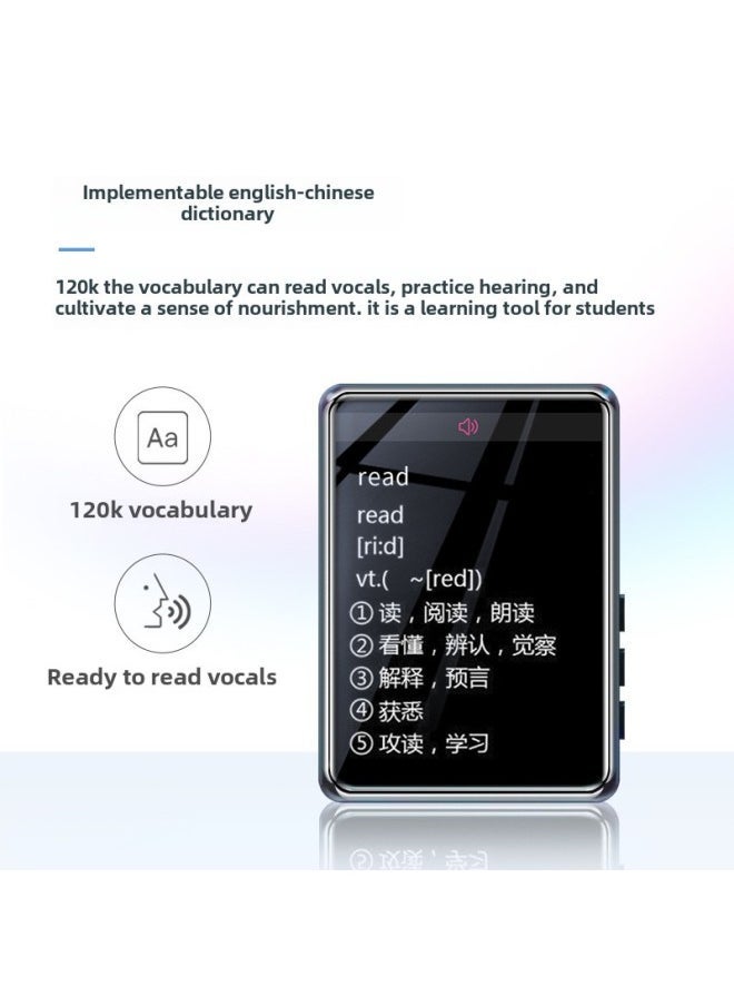 MahdiM20 Full Screen Mp3 Walkman Student Version Bluetooth Alarm Clock Mp4mp5 Small Portable Mp6-Body Color:Black-Memory Capacity:8G + Bluetooth + Distribution Dictionary + External + Alarm - Image 5