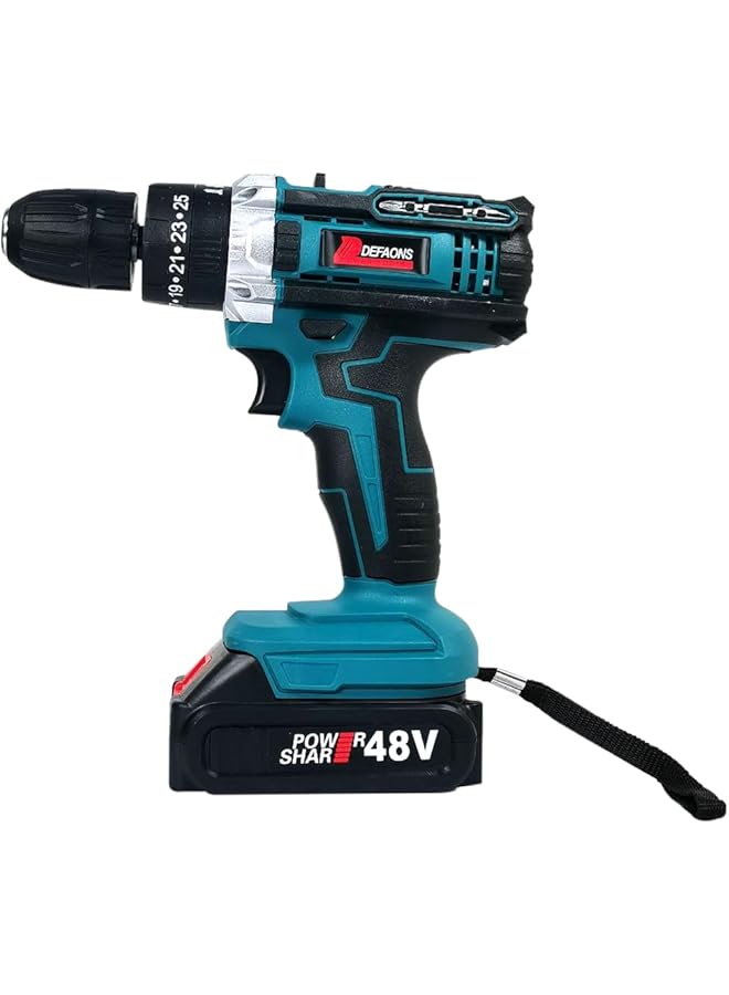 إيروريكس طقم أدوات كهربائية للمثقاب اللاسلكي 48 فولت مع محرك 700 وات وعزم دوران 32 نيوتن متر ومقبض 10 مم وسرعة متغيرة وبطاريتين، مثالي للاستخدام المنزلي والمهني - Image 3