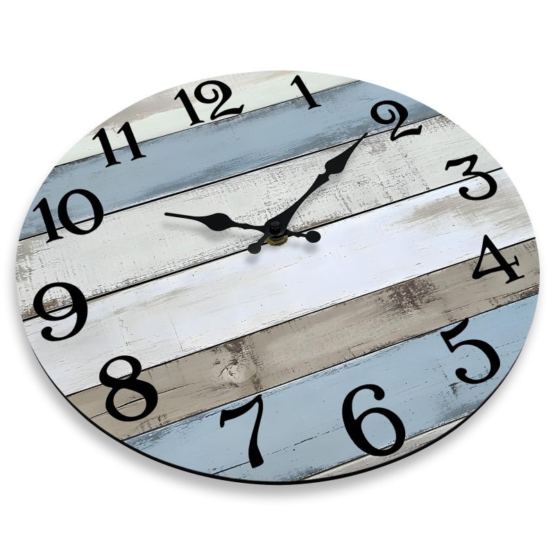 JoFomp 6 Inch Wooden Wall Clocks Battery Operated, Silent Wall Clock Non Ticking, Coastal Country Design Rustic Wall Clocks for Living Room Decor, Small Wall Clock for Bedroom Kitchen Bathroom - Image 5