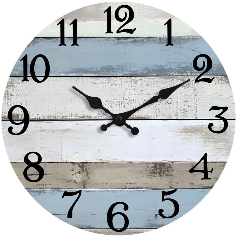 JoFomp 6 Inch Wooden Wall Clocks Battery Operated, Silent Wall Clock Non Ticking, Coastal Country Design Rustic Wall Clocks for Living Room Decor, Small Wall Clock for Bedroom Kitchen Bathroom - Image 1