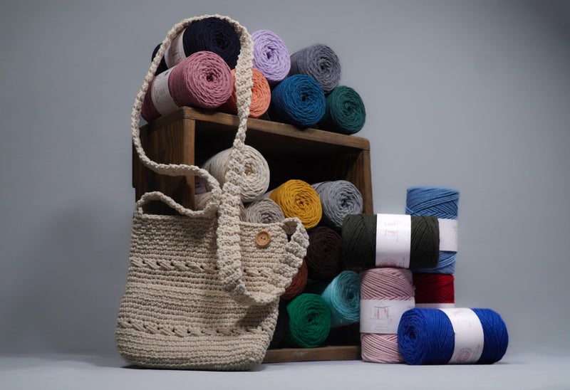 Makromecity, Cotton Macrame Cord 2mm x 195 Yards (590 feet) 2mm Recycled Cotton Crochet Yarn for Macrame Art & Crafts for Wall Hangings, Bags, Underplate, Rug (25 Colors Available) (Ecru) - Image 5