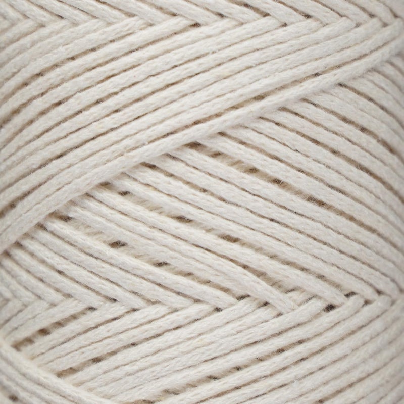 Makromecity, Cotton Macrame Cord 2mm x 195 Yards (590 feet) 2mm Recycled Cotton Crochet Yarn for Macrame Art & Crafts for Wall Hangings, Bags, Underplate, Rug (25 Colors Available) (Ecru) - Image 4
