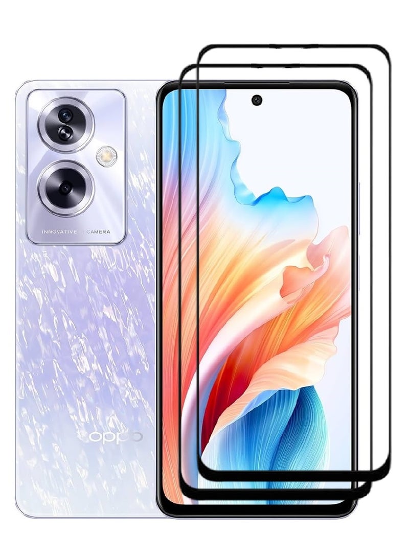 AINA قطعتان من واقي الشاشة الزجاجي المقوى 5D المصمم لهاتف Oppo A79 مع تغطية كاملة للشاشة من الحافة إلى الحافة وخالية من الفقاعات - Image 1