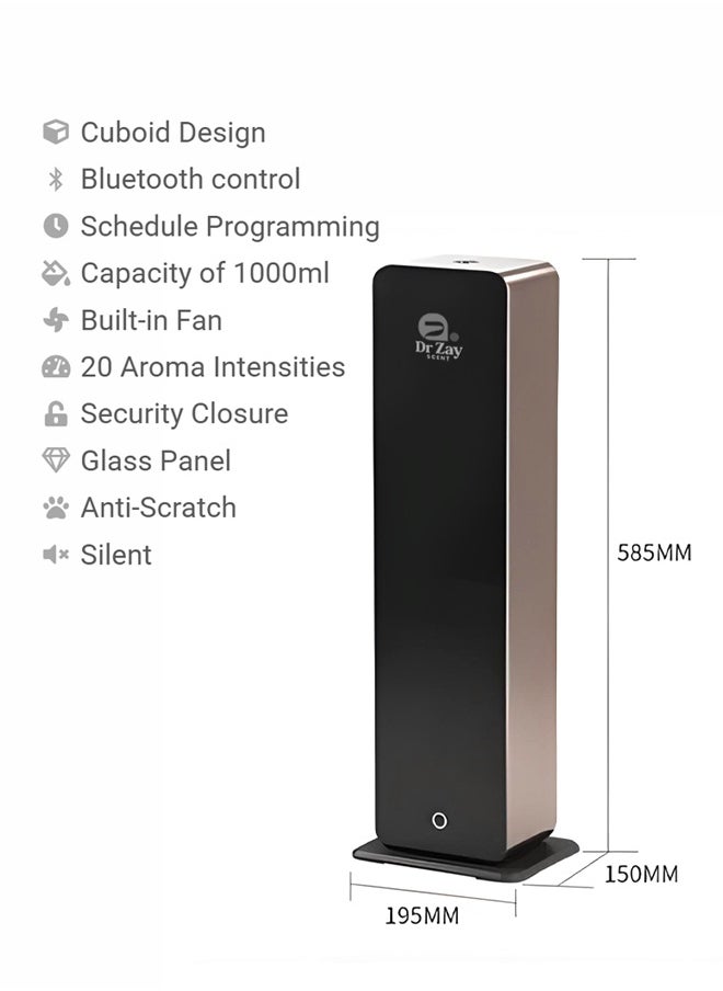 Dr. Zay Scent Floor Standing Elegant Diffuser – Smart Bluetooth Scent Machine for Hotels Lobby, App-Controlled, Whisper Quiet, 1000ml Capacity, covers 2700m³, CE/RoHS/FCC Certified