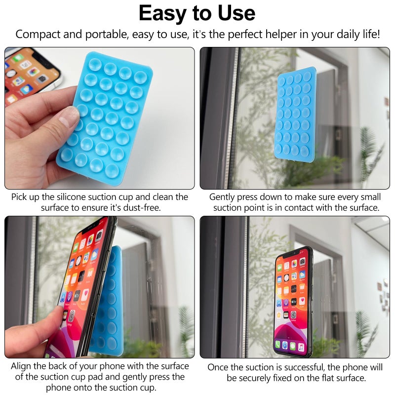 Zoolinn 6 PCS Multi-Colors Silicone Suction Cup Phone Holder, Non-Slip Sticky Phone Grip for Selfies, Hands-Free Use, and Videos, Detachable & Reusable - Image 3