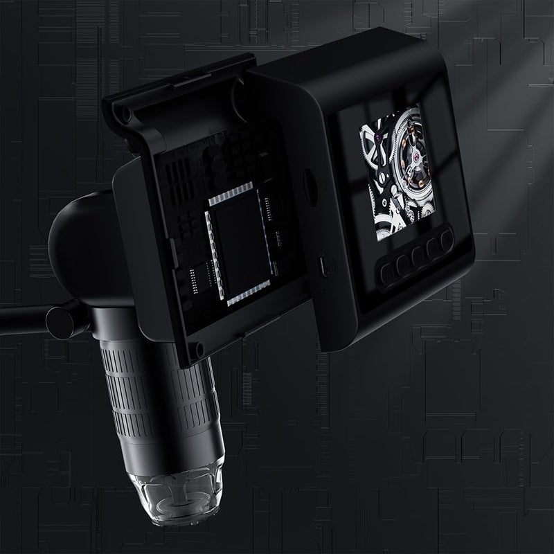 Eacam مجهر رقمي عالي الوضوح Eacam 1080P مع شاشة LCD ملونة بحجم 2.4 بوصة، زوم مستمر من 1 إلى 1000 مرة، شاشة قابلة للدوران 180 درجة، 8 أضواء LED قابلة للتعديل، مناسب للأبحاث والتدريس وغيرها - Image 3