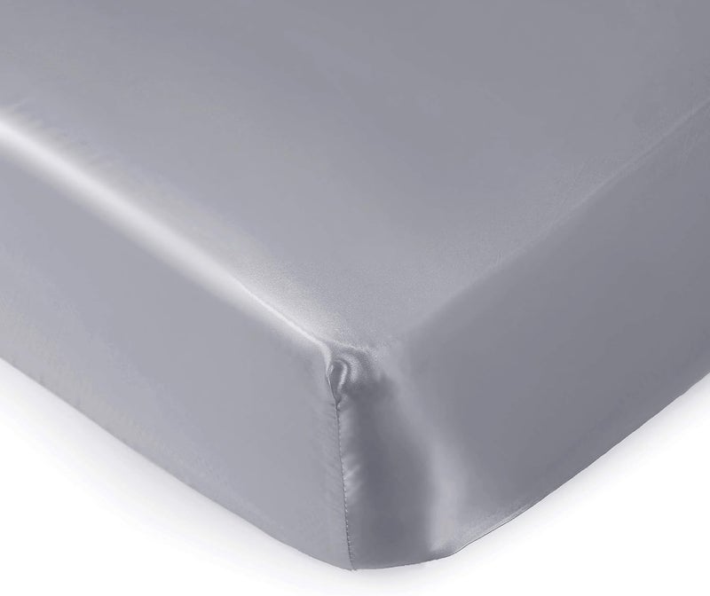 KASTWAVE Baby Satin Crib Sheet - Silky Soft Fitted Sheet for Sensitive Skin, 52x28x8 Inch, Gray - Image 1