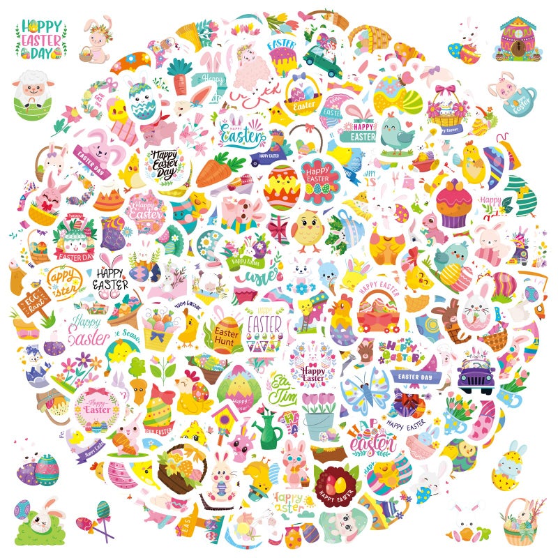 OTAITY 240PCS Easter Stickers for Kids, Easter Basket Stuffers Party Favors with Cute Bunny, Egg and Spring Theme Stickers for Crafts, Family Celebration and Festive Gifts - Image 1