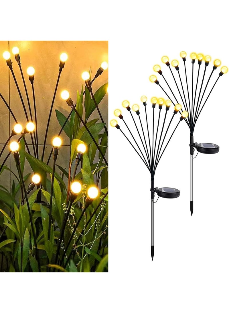 Dekorly مجموعة من قطعتين من مصابيح اليراع الشمسية الخارجية - مصابيح يراعة تعمل بالطاقة الشمسية مع تأثير وميض، تشغيل/إيقاف تلقائي، مصابيح خرافية مقاومة للماء للحديقة والفناء والشرفة والديكور - Image 2
