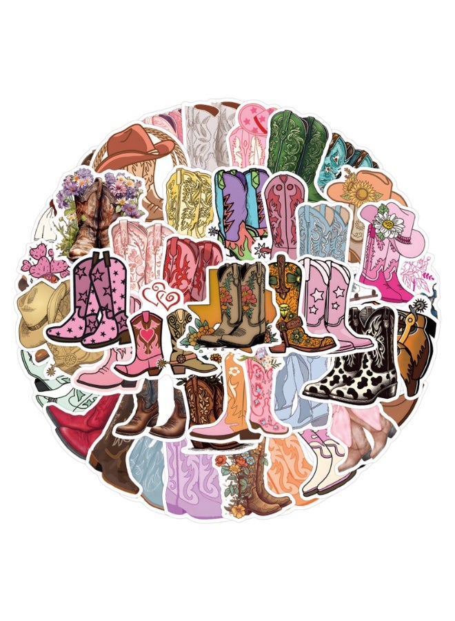 NIBEMINENT 55 Pcs Cowboy Boots Deco Kit Waterproof Stickers, High Definition Printing Bright Colors, Suitable for Laptop Skateboard Luggage Water Bottle Guitar DIY - Image 1