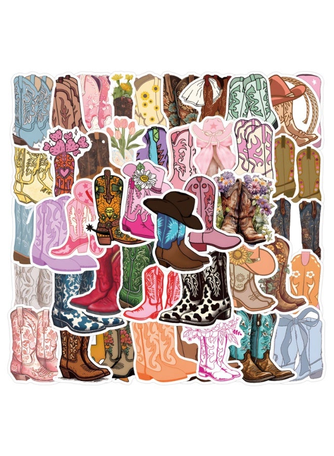 NIBEMINENT 55 Pcs Cowboy Boots Deco Kit Waterproof Stickers, High Definition Printing Bright Colors, Suitable for Laptop Skateboard Luggage Water Bottle Guitar DIY - Image 2