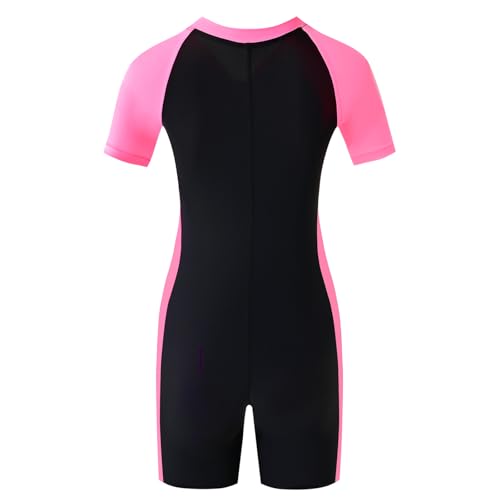 karrack Girls and Boys One Piece Rash Guard Swimsuit Kid Water Sport Short Swimsuits UPF 50+ Sun Protection Bathing Suits Black(Size 8-10Years) - Image 2