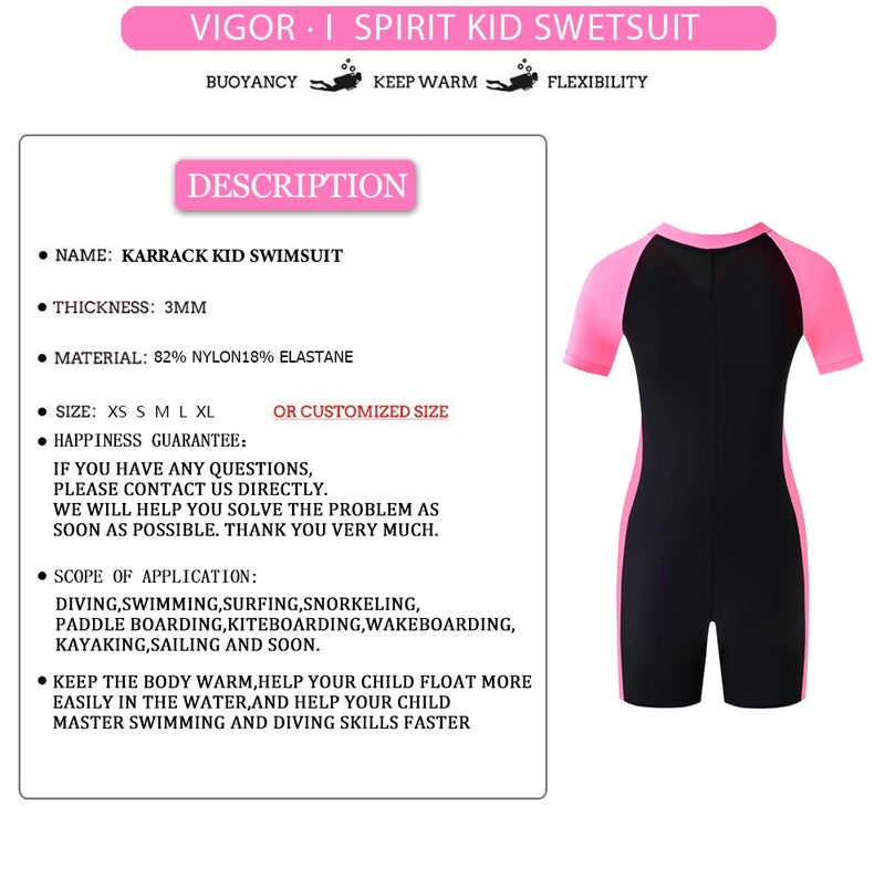 karrack Girls and Boys One Piece Rash Guard Swimsuit Kid Water Sport Short Swimsuits UPF 50+ Sun Protection Bathing Suits Black(Size 8-10Years) - Image 4