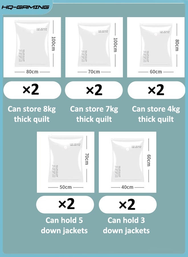 HQ-GAMING Vacuum Storage Bags, Premium Plastic Vacuum Seal Bag, 10 Pack Reusable Space Saver Home Packing Organizers with Electric Pump, Compression Bags for Clothes, Mattress, Blanket, Duvets, Pillows, Quilt, Travel - Image 2