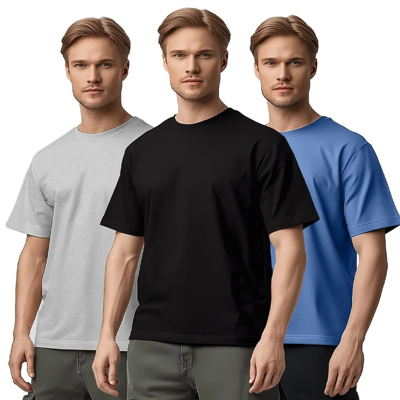 Men's Solid Cotton T-Shirt Pack of 3