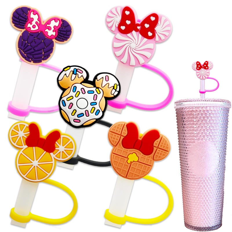 Bomcan 5Pcs Cartoon Dessert Straw Covers Cap Toppers, Reusable Cute Drinking Straw Covers for Tumbler with 8mm/0.3in Diameter, Dust-Proof Straw Tips Lids - Image 5