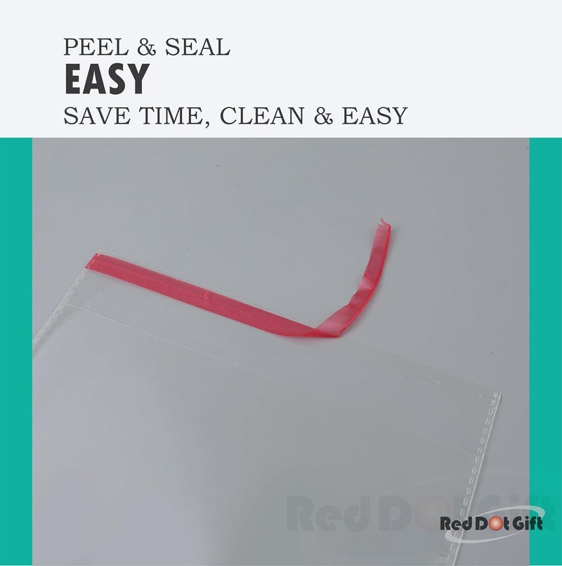 Red Dot Gift® 100 pcs (27X52+3cm) Plastic Bags Clear Cellophane Bags Plastic Self Sealing OPP Cellophane Poly Bags Self Adhesive Plastic Bags for packing and storage - Image 3